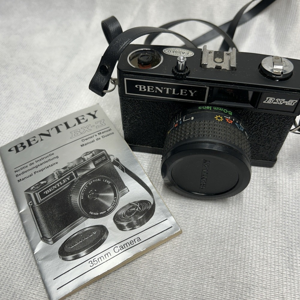 Vintage Bentley BX-3 35mm Film Camera w/ 50mm Lens & Cap and Owner's Manual.